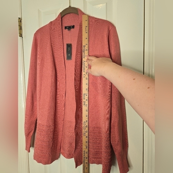 Lety & Me Open Front Coral Pink Cardigan Size Small - Picture 9 of 9